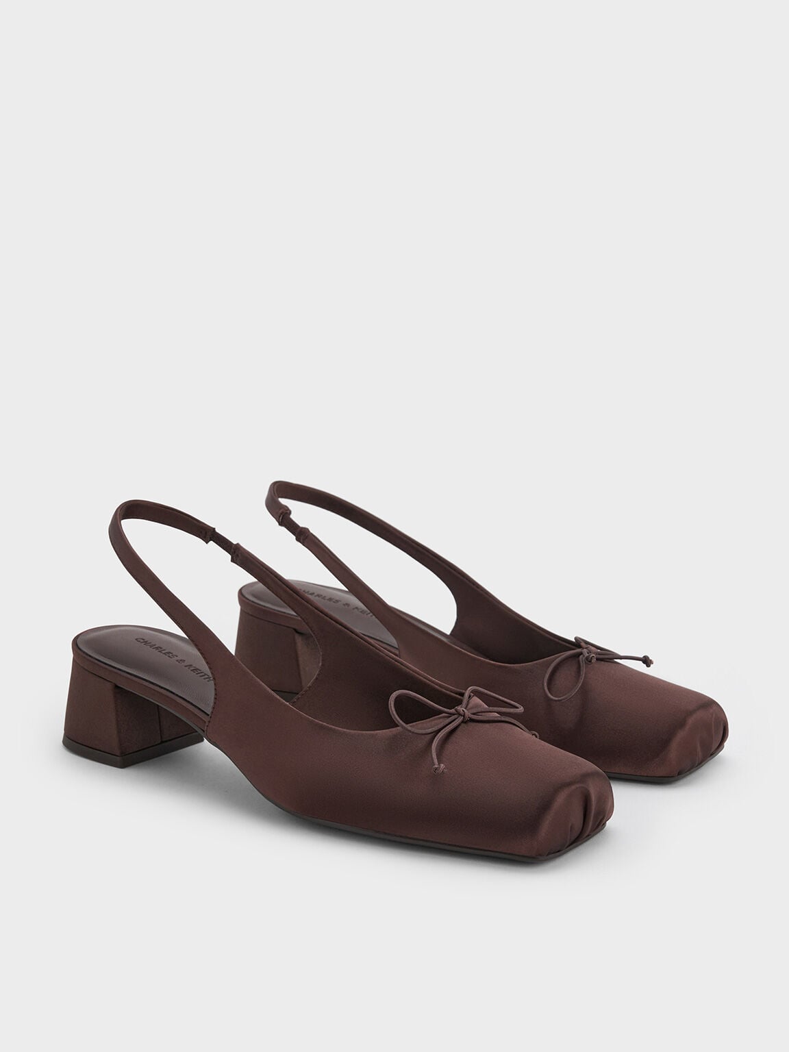 Sadira Satin Slingback Pumps - Dark Brown | CHARLES & KEITH