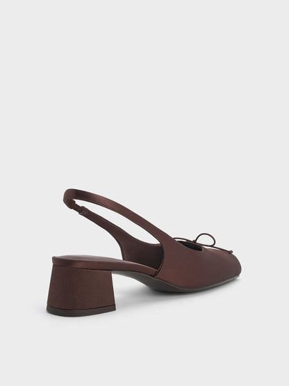 Sadira Satin Slingback Pumps - Dark Brown | CHARLES & KEITH