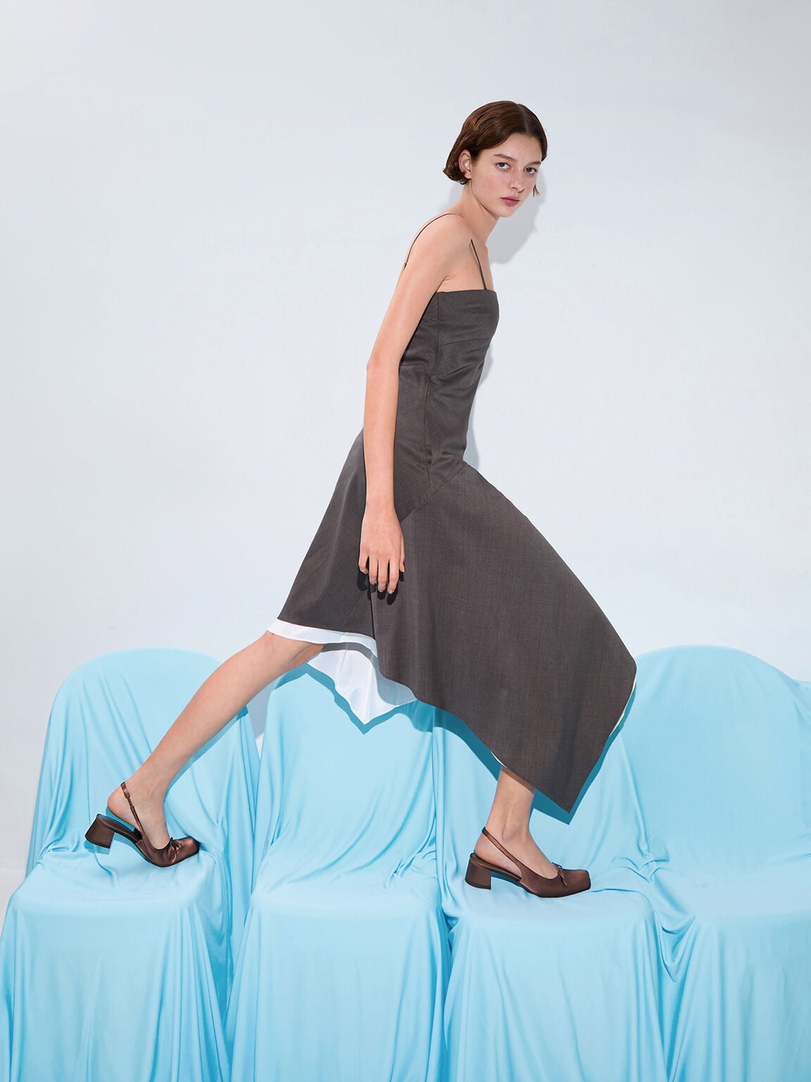 Sadira Satin Slingback Pumps - Dark Brown | CHARLES & KEITH