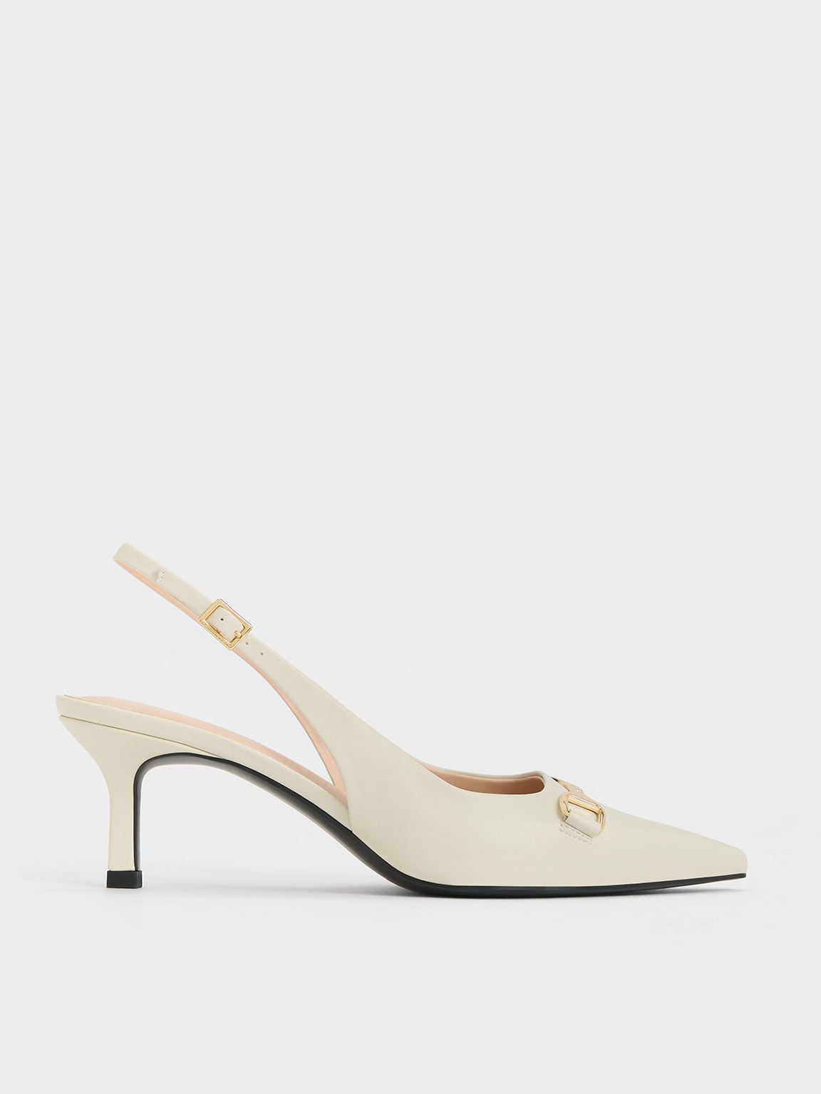 Leslie Slingback Pumps - Chalk | CHARLES & KEITH
