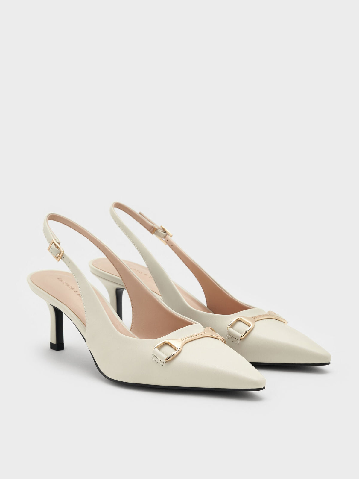 Leslie Slingback Pumps - Chalk | CHARLES & KEITH