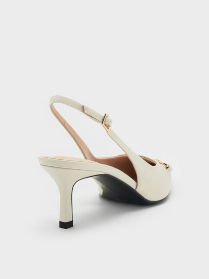 Leslie Slingback Pumps - Chalk | CHARLES & KEITH