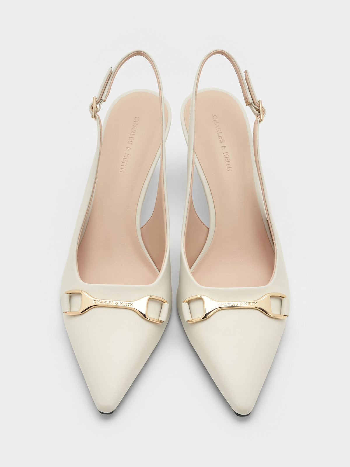 Leslie Slingback Pumps - Chalk | CHARLES & KEITH