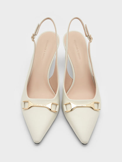 Leslie Slingback Pumps - Chalk | CHARLES & KEITH