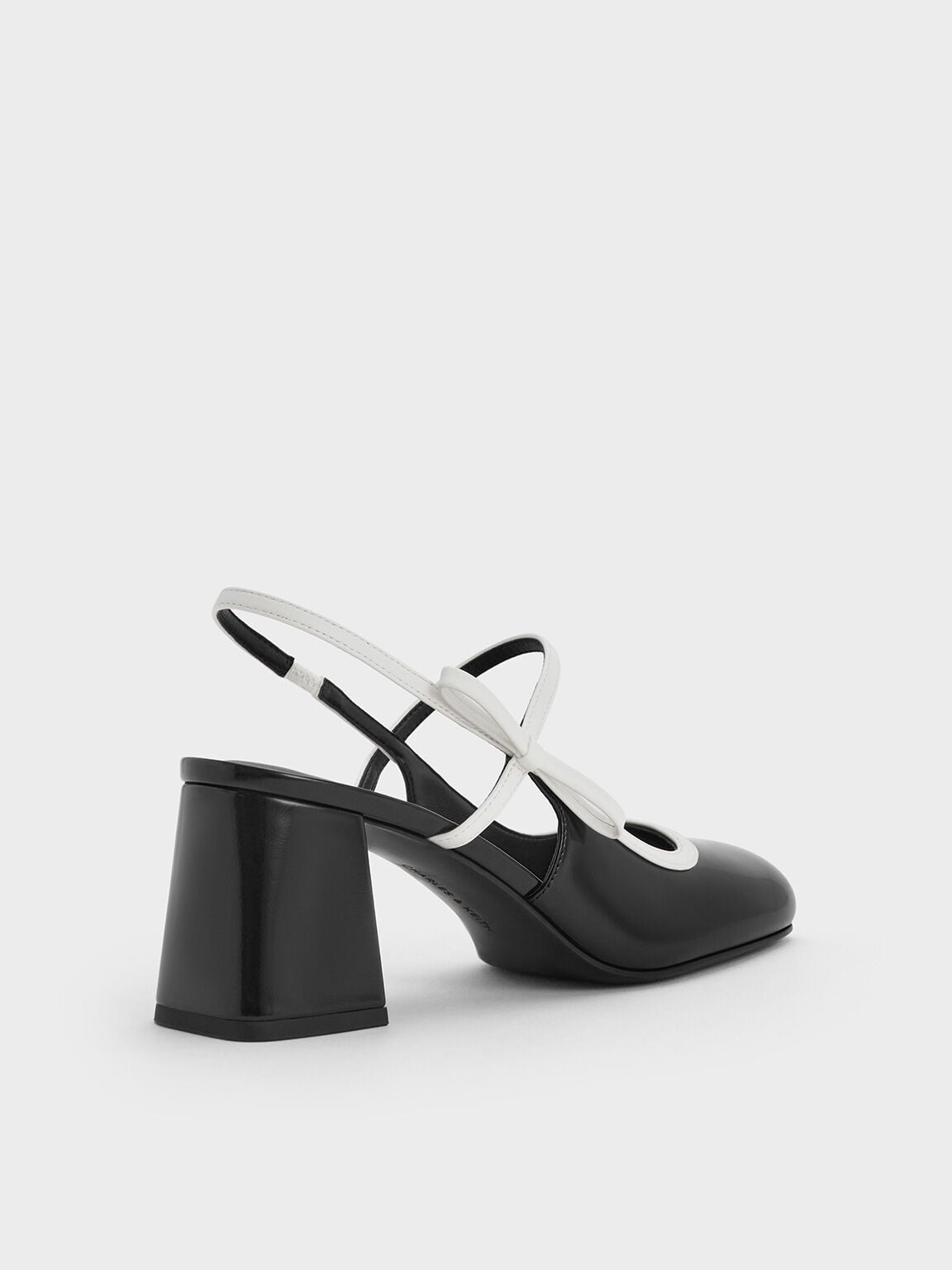 Two-Tone Bow Slingback Mary Jane Pumps - Black Box | CHARLES & KEITH