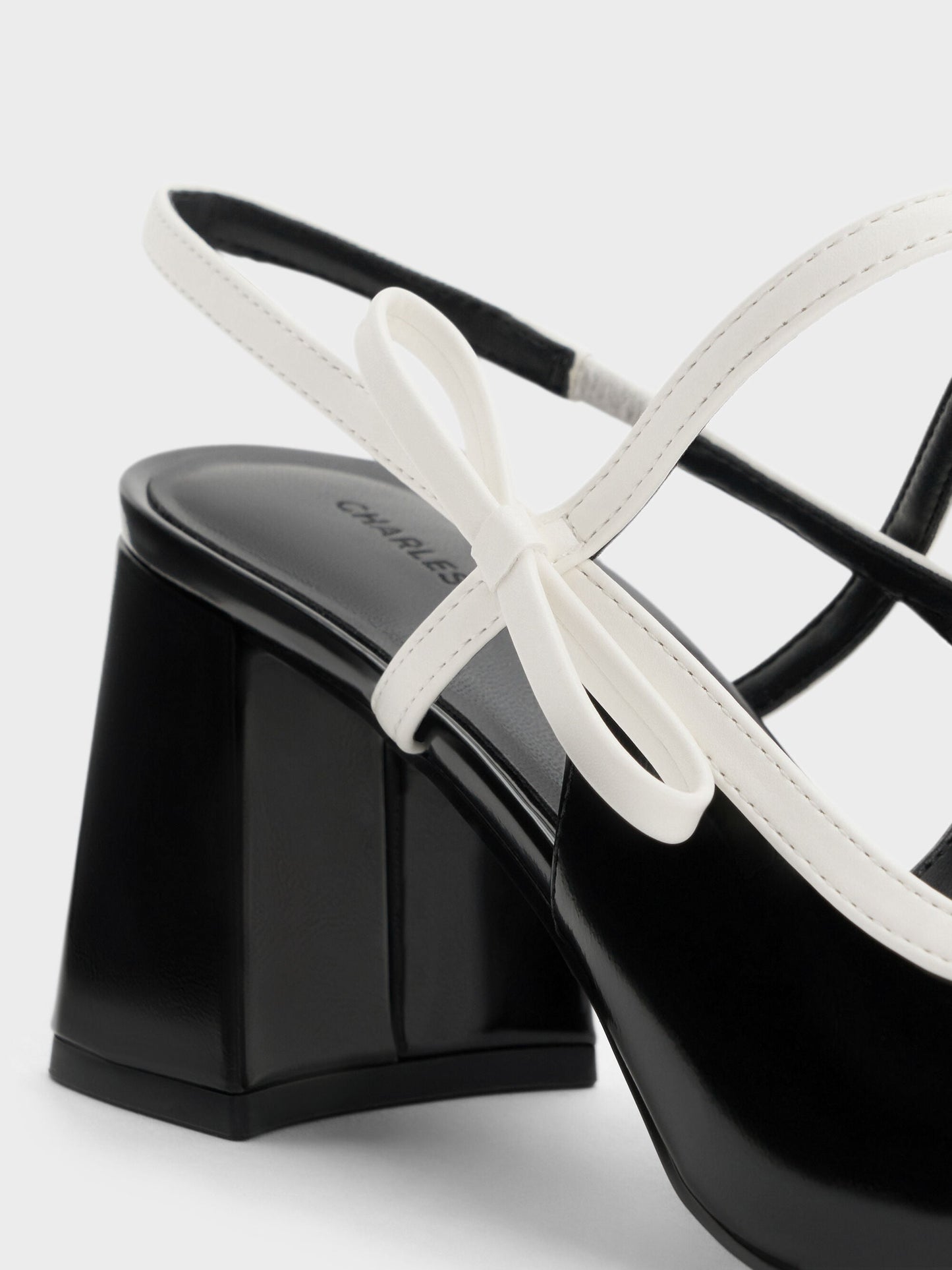 Two-Tone Bow Slingback Mary Jane Pumps - Black Box | CHARLES & KEITH