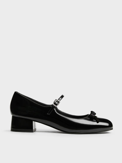 Kelis Rose-Bow Mary Jane Pumps - Black Box | CHARLES & KEITH