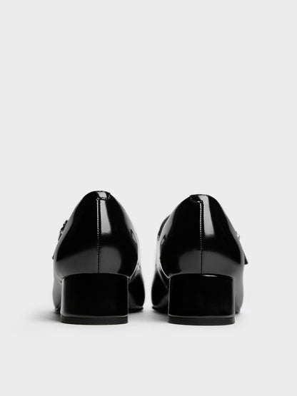 Kelis Rose-Bow Mary Jane Pumps - Black Box | CHARLES & KEITH