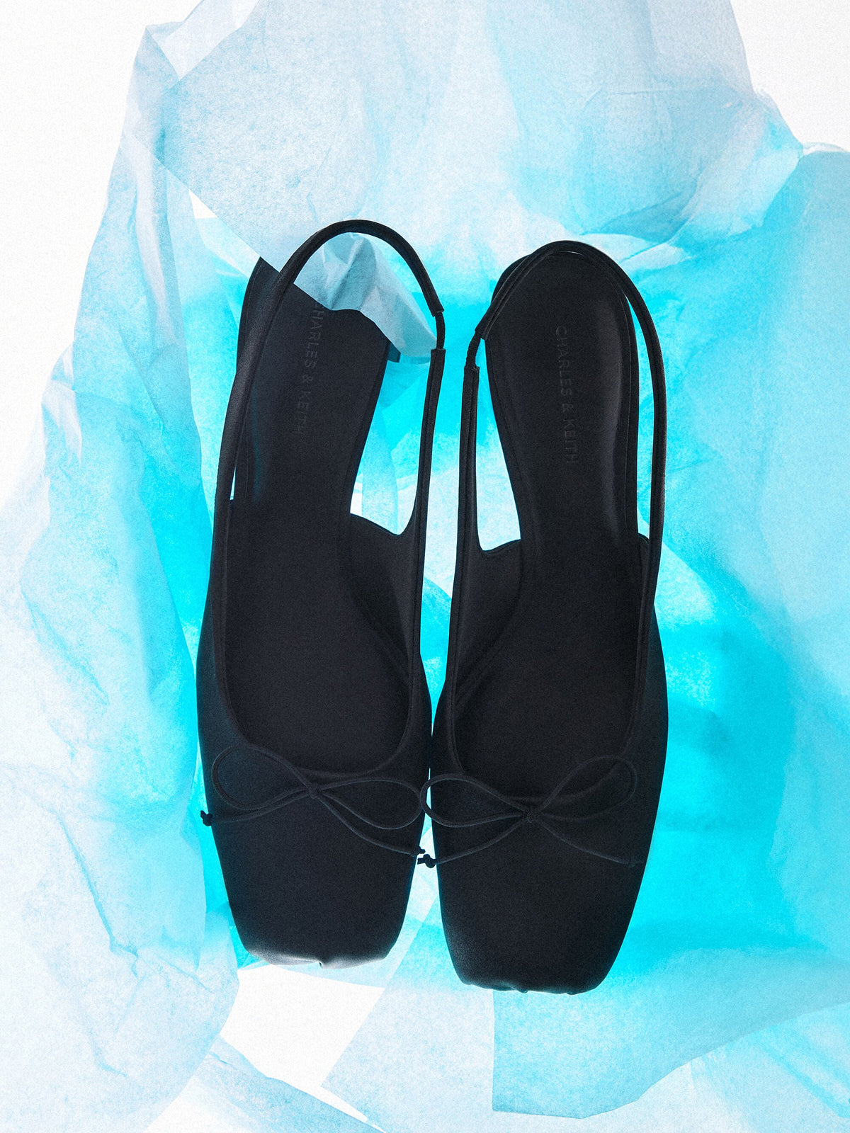 Sadira Satin Slingback Pumps - Black Textured | CHARLES & KEITH
