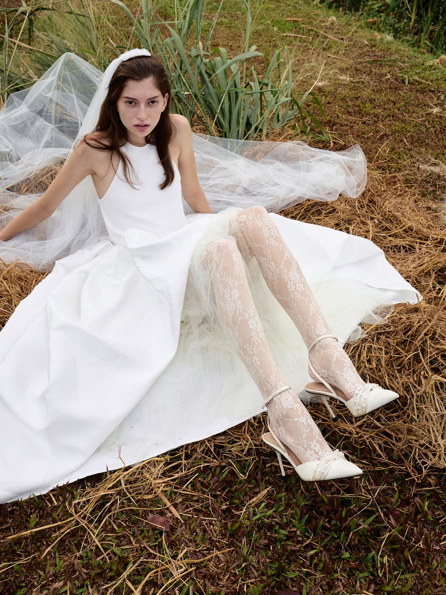 Leda Beaded Satin Ankle-Strap Pumps - White | CHARLES & KEITH