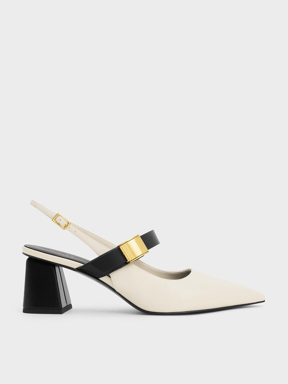 Yvette Mary Jane Slingback Pumps - Chalk | CHARLES & KEITH