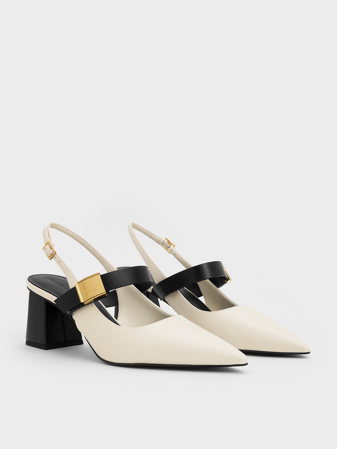 Yvette Mary Jane Slingback Pumps - Chalk | CHARLES & KEITH