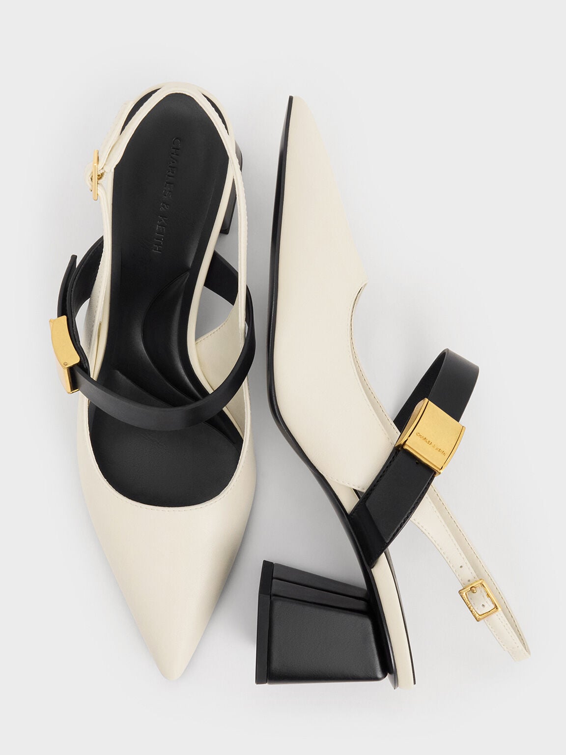 Yvette Mary Jane Slingback Pumps - Chalk | CHARLES & KEITH