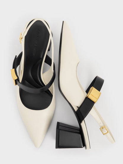 Yvette Mary Jane Slingback Pumps - Chalk | CHARLES & KEITH