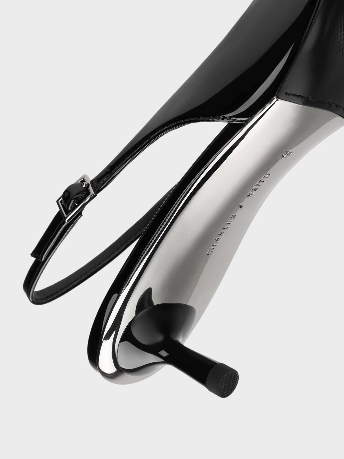 Curtis Patent Slingback Kitten Heels - Black Patent | CHARLES & KEITH