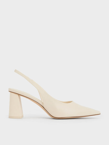 Teagan Pointed Slingback Pumps - Chalk | CHARLES & KEITH