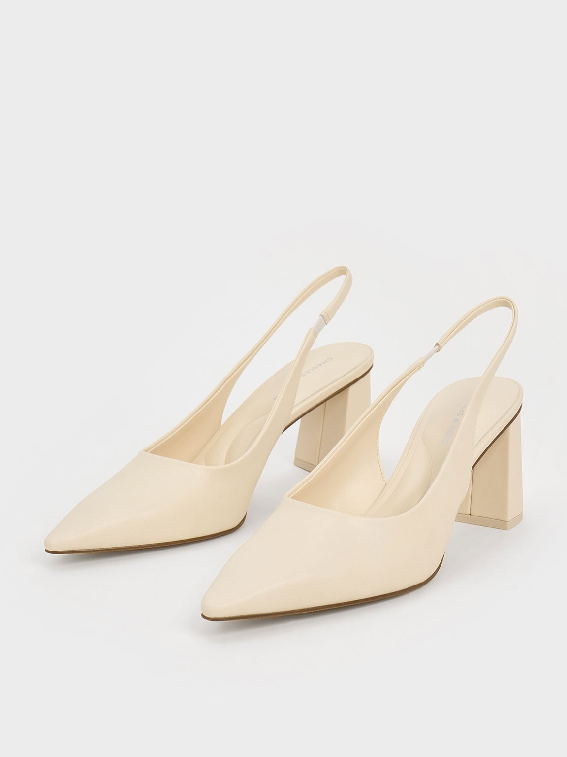 Teagan Pointed Slingback Pumps - Chalk | CHARLES & KEITH