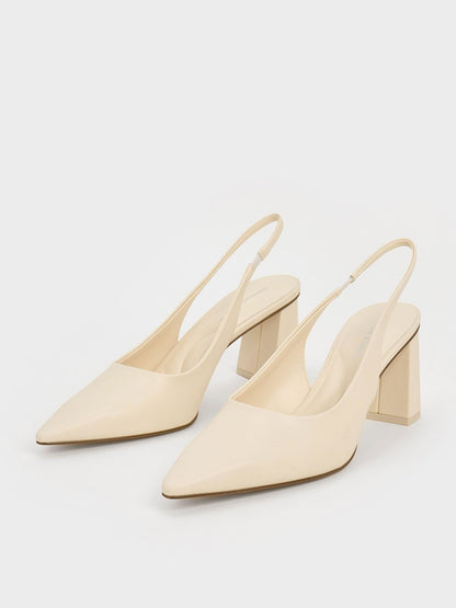 Teagan Pointed Slingback Pumps - Chalk | CHARLES & KEITH