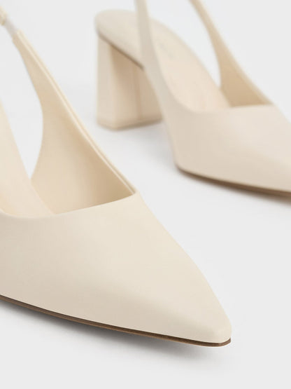 Teagan Pointed Slingback Pumps - Chalk | CHARLES & KEITH