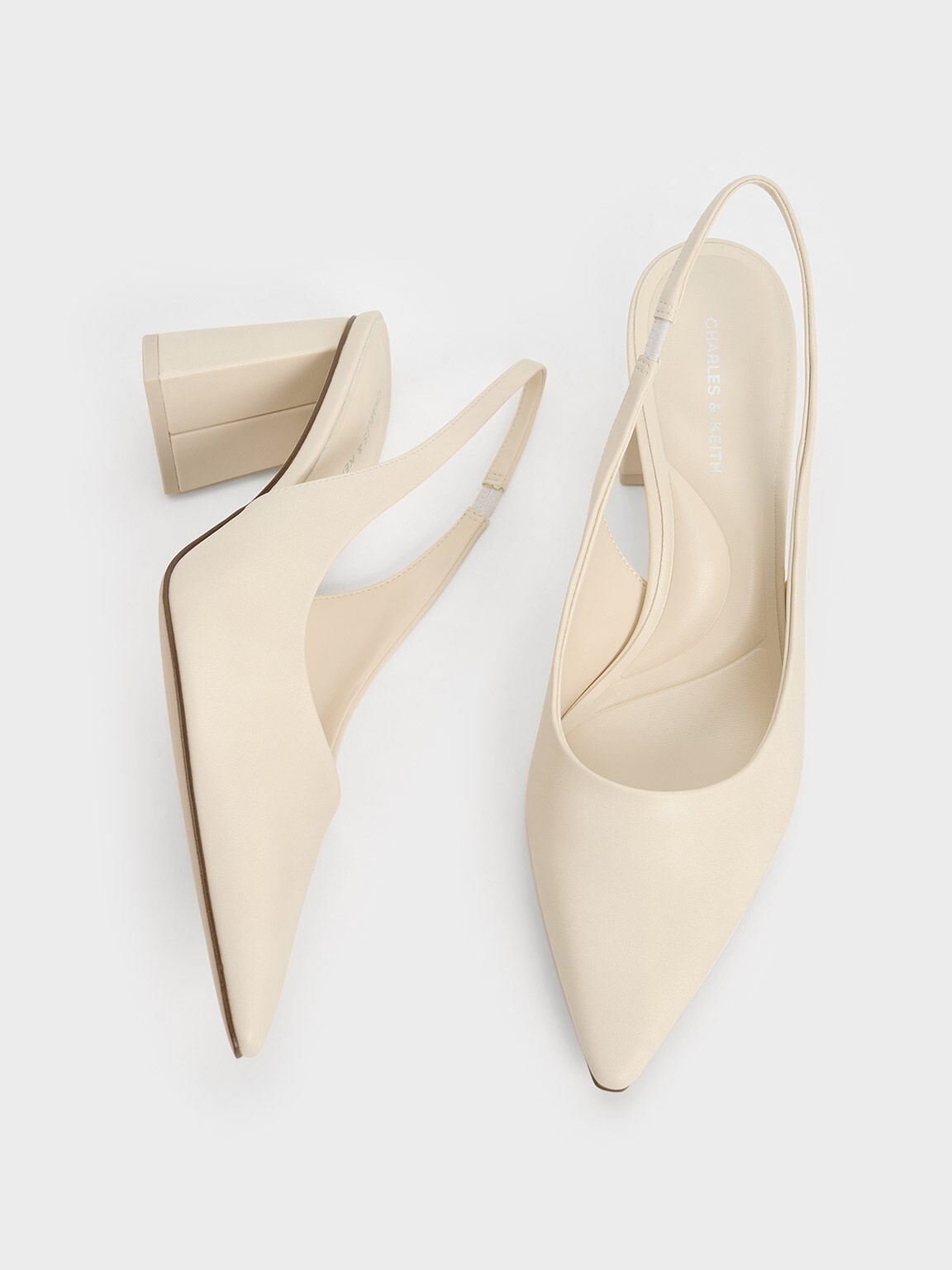 Teagan Pointed Slingback Pumps - Chalk | CHARLES & KEITH