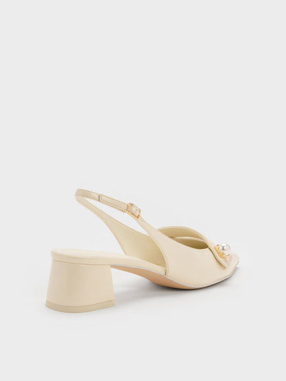 Marie Pearl Slingback Pumps - Cream | CHARLES & KEITH