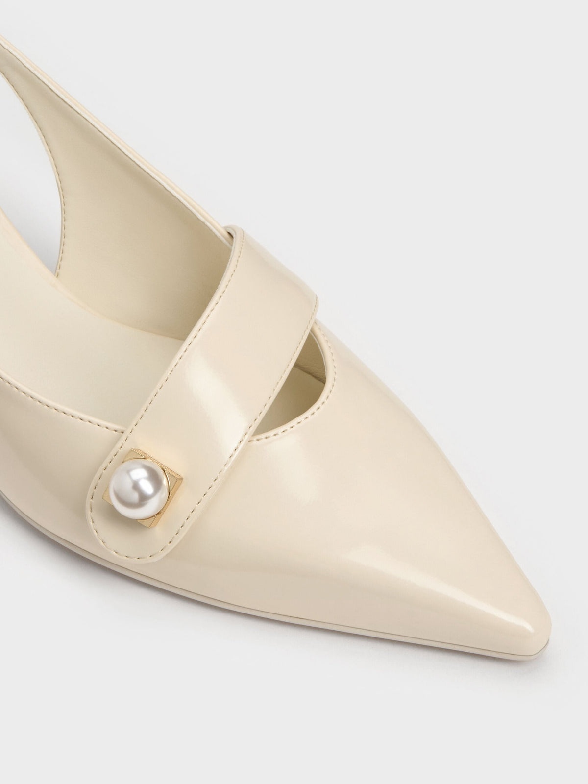 Marie Pearl Slingback Pumps - Cream | CHARLES & KEITH