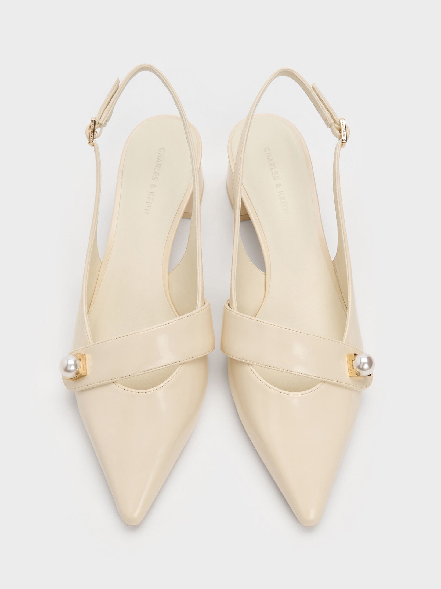 Marie Pearl Slingback Pumps - Cream | CHARLES & KEITH
