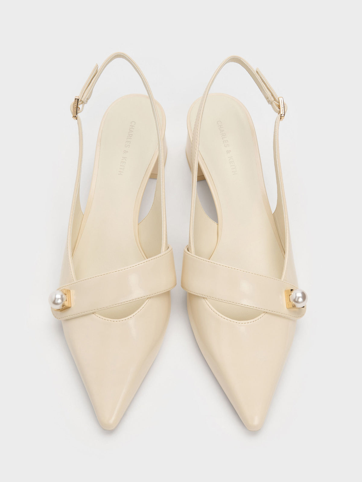 Marie Pearl Slingback Pumps - Cream | CHARLES & KEITH