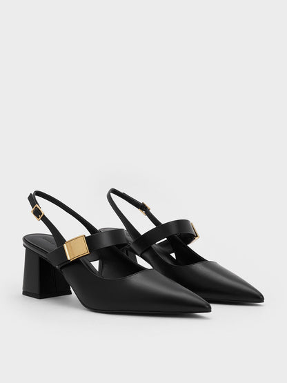 Yvette Mary Jane Slingback Pumps - Black | CHARLES & KEITH