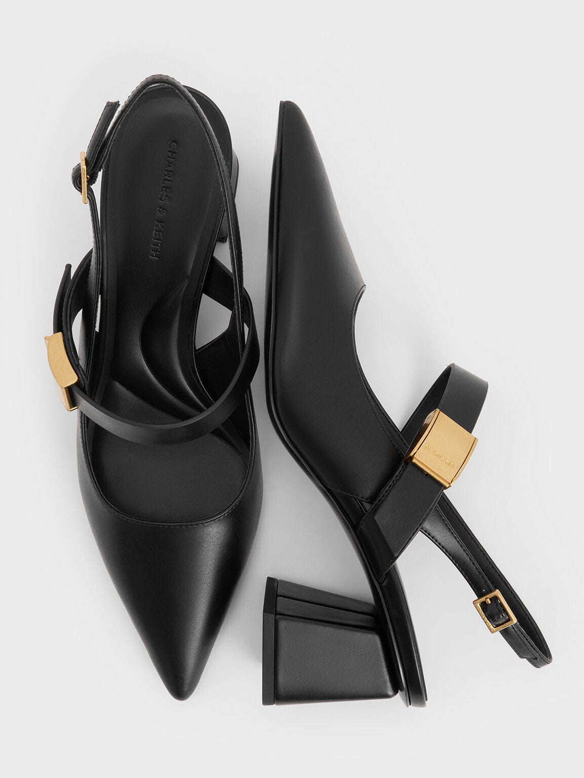 Yvette Mary Jane Slingback Pumps - Black | CHARLES & KEITH
