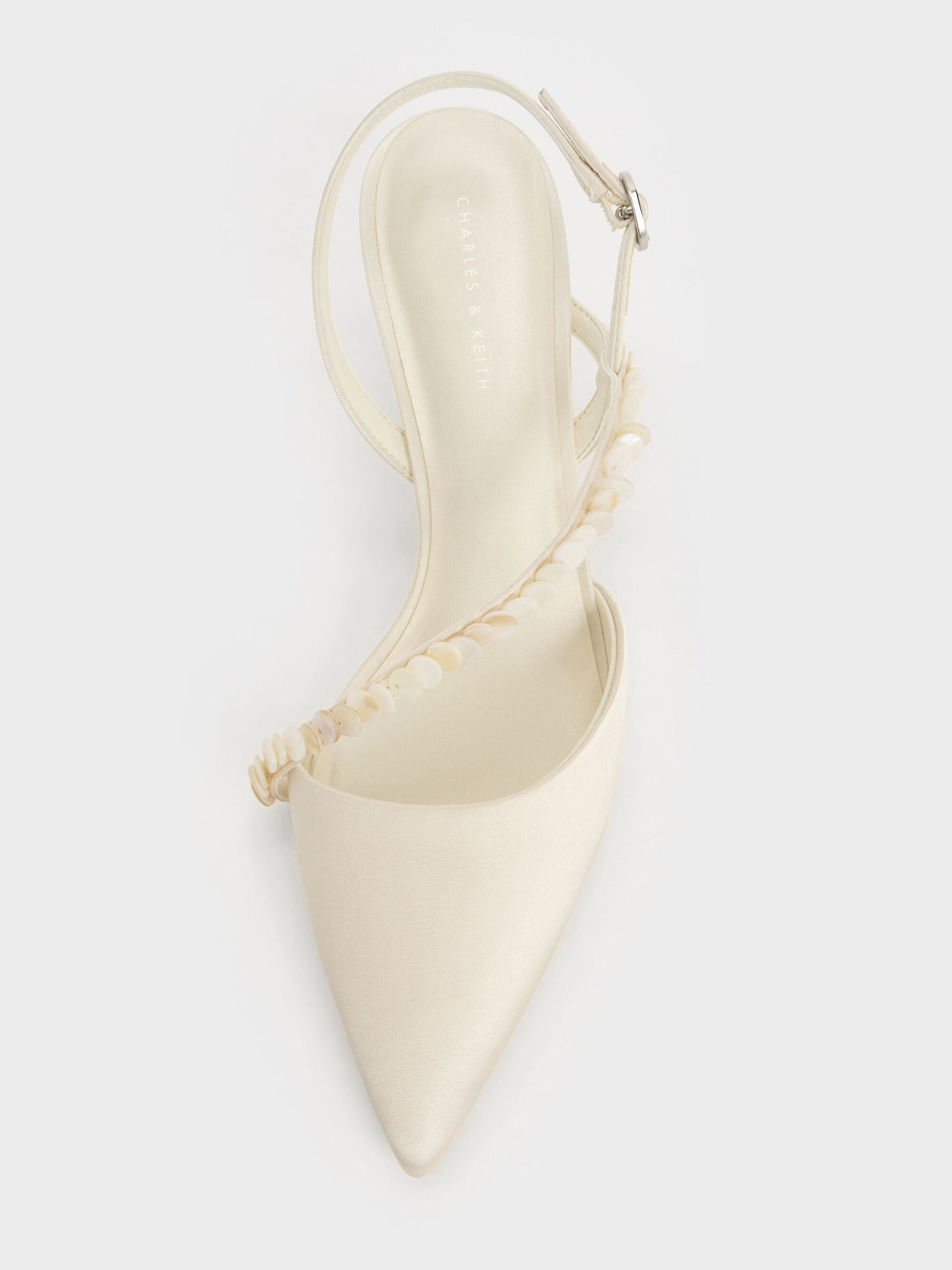 Briella Sequinned Slingback Pumps - Cream | CHARLES & KEITH