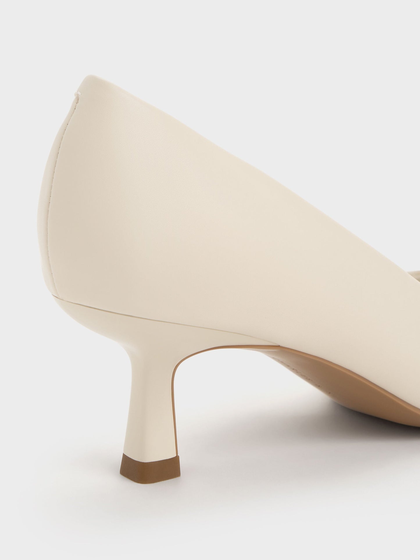 Emmy Pointed Kitten Heel Pumps - Chalk | CHARLES & KEITH