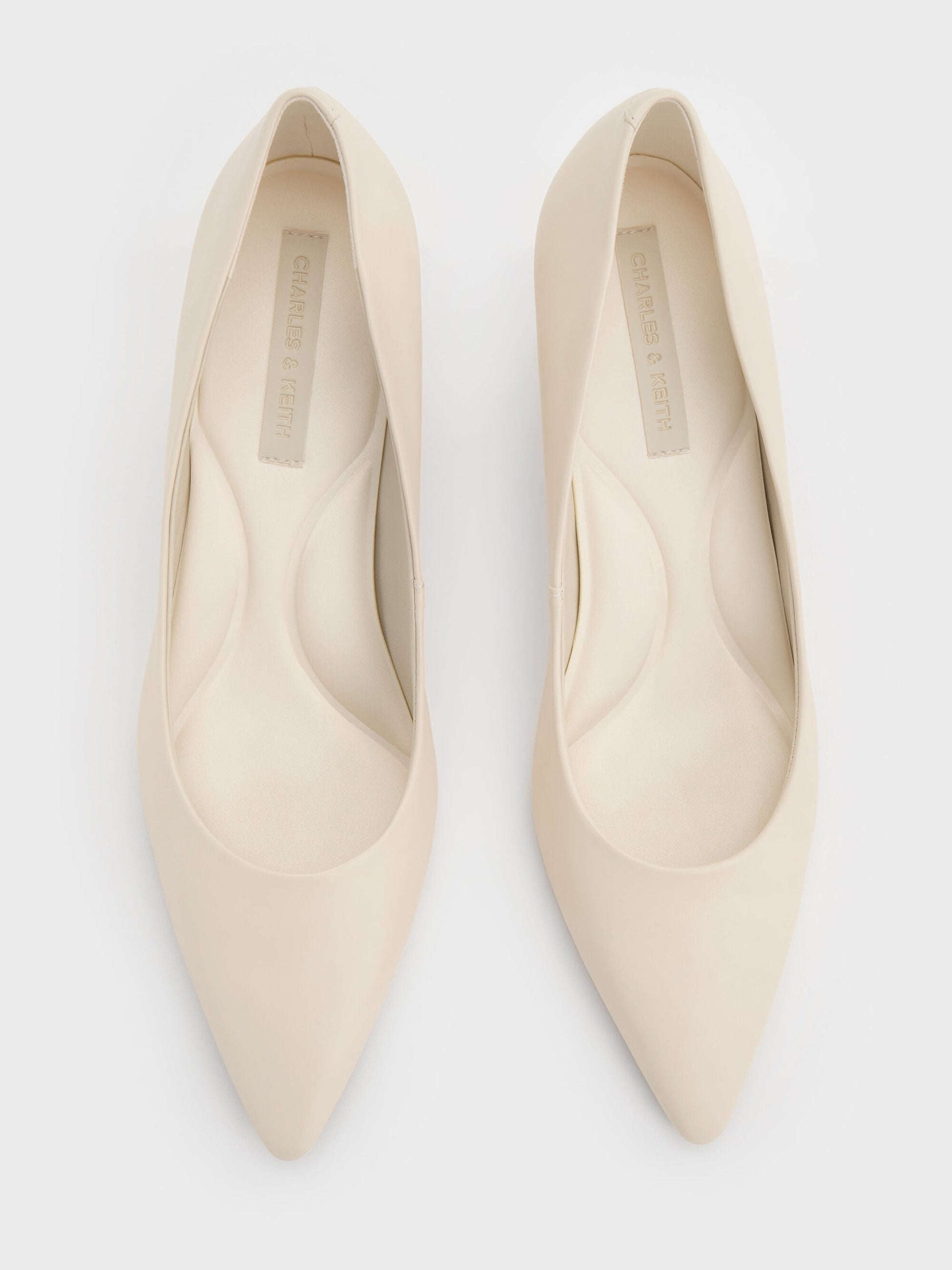 Emmy Pointed Kitten Heel Pumps - Chalk | CHARLES & KEITH