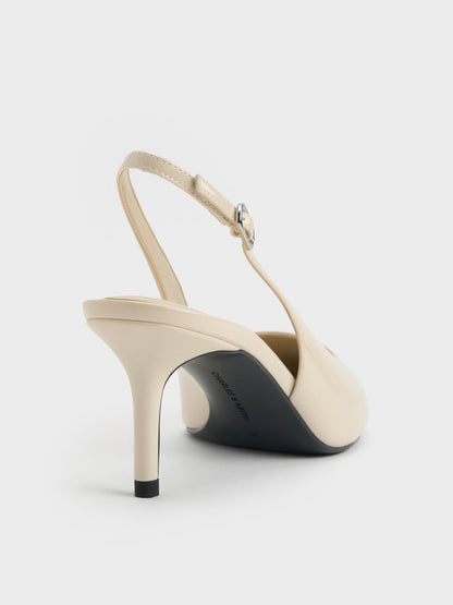 Kaia Patent Slingback Pumps - Chalk | CHARLES & KEITH