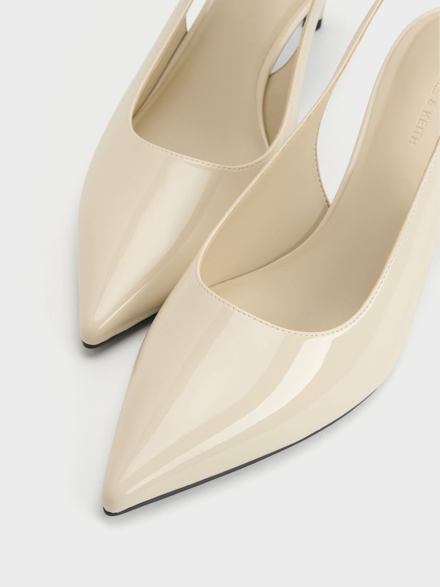 Kaia Patent Slingback Pumps - Chalk | CHARLES & KEITH