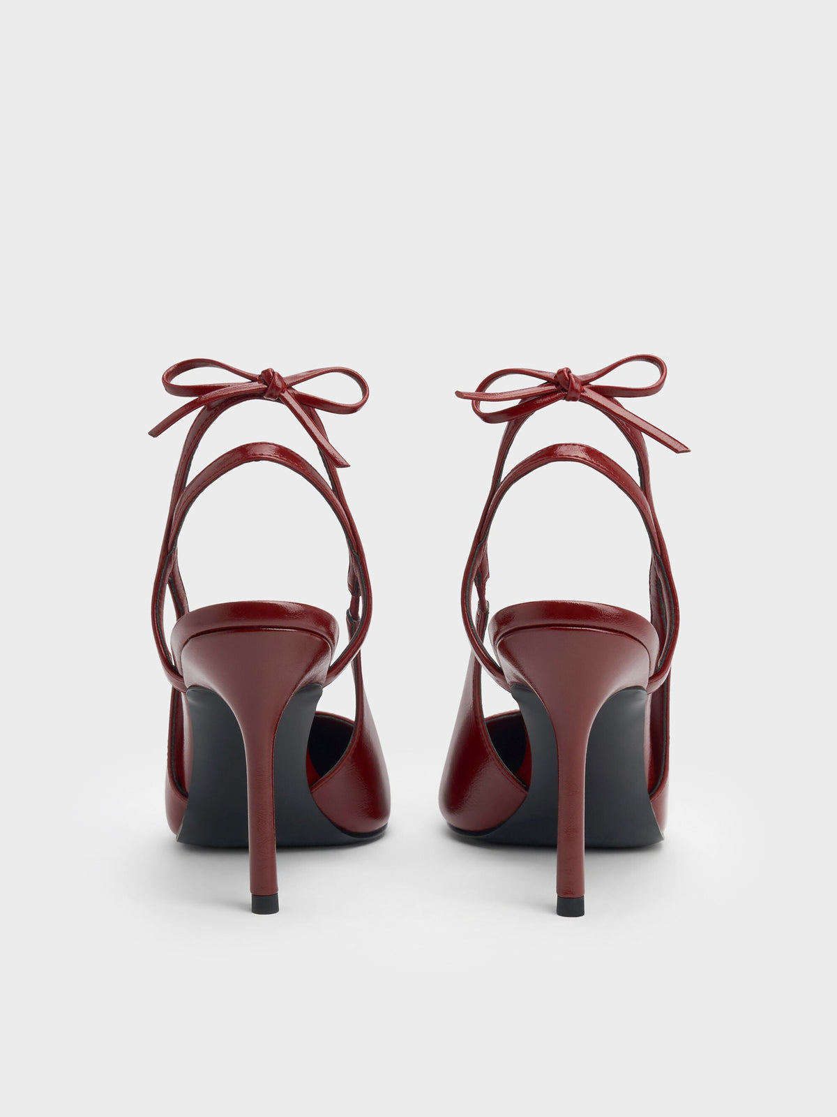 Back-Bow Slingback Pumps - Burgundy | CHARLES & KEITH