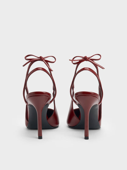 Back-Bow Slingback Pumps - Burgundy | CHARLES & KEITH
