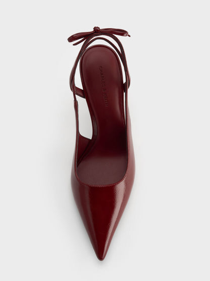 Back-Bow Slingback Pumps - Burgundy | CHARLES & KEITH