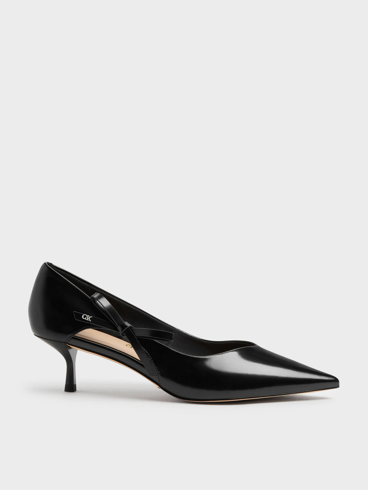 Anastasia Leather Kitten Heels - Black Box | CHARLES & KEITH