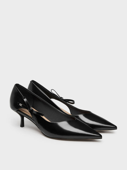 Anastasia Leather Kitten Heels - Black Box | CHARLES & KEITH