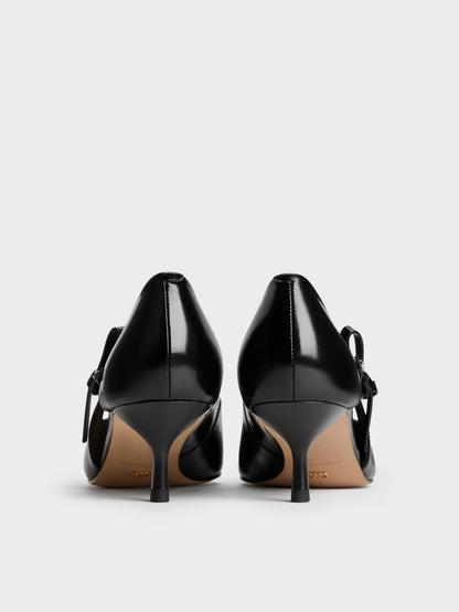 Anastasia Leather Kitten Heels - Black Box | CHARLES & KEITH