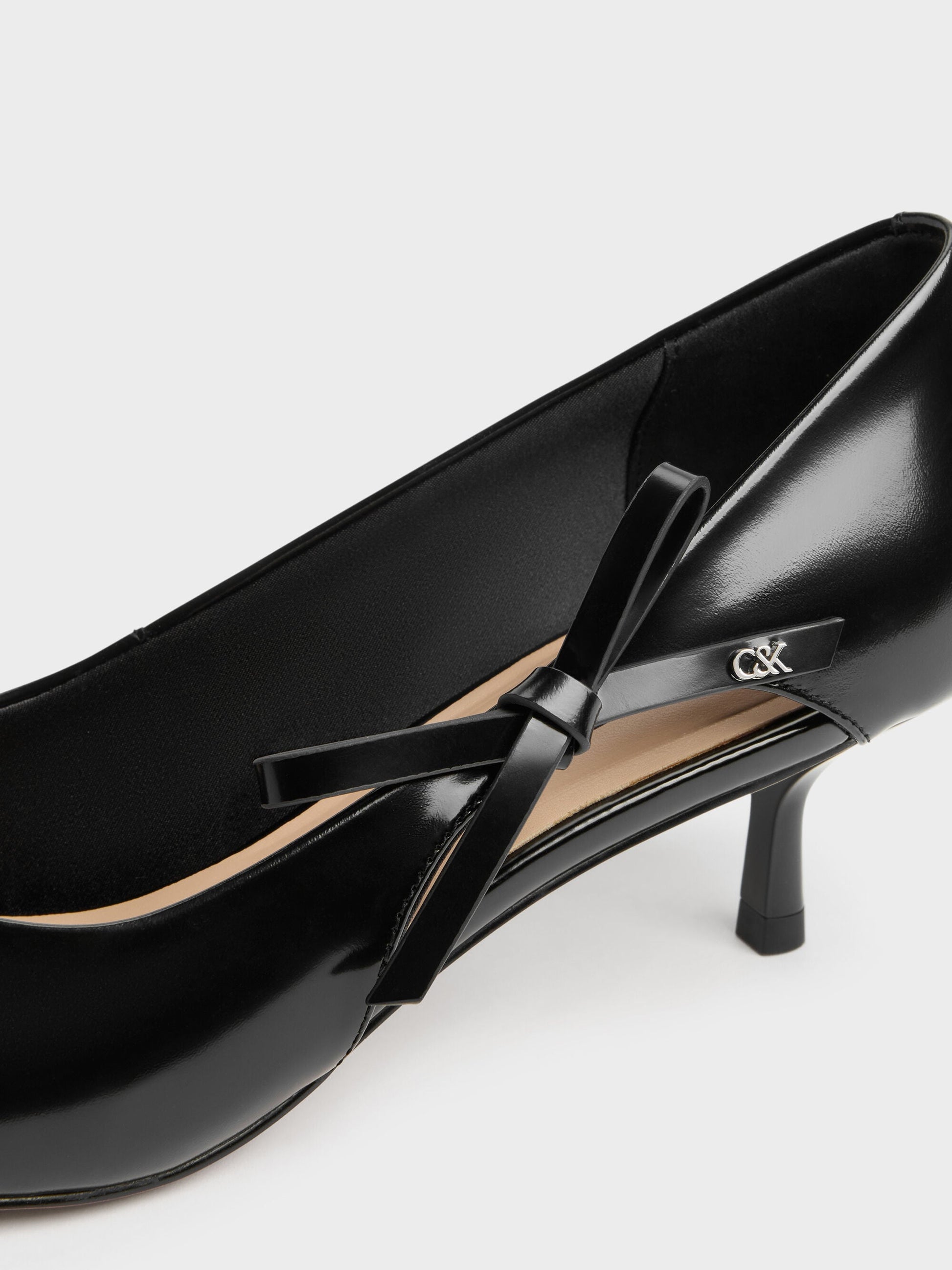 Anastasia Leather Kitten Heels - Black Box | CHARLES & KEITH