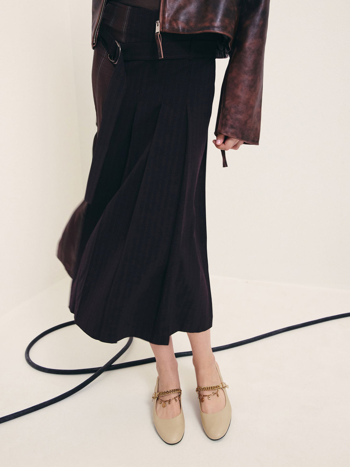 Double-Chain Charm Mary Jane Slingback Pumps - Chalk | CHARLES & KEITH