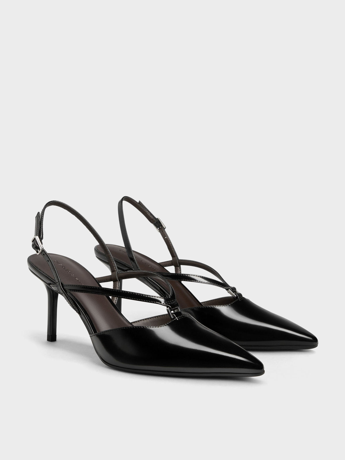 V-Strap Slingback Pumps - Black Box | CHARLES & KEITH