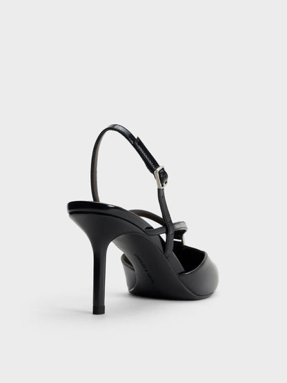 V-Strap Slingback Pumps - Black Box | CHARLES & KEITH