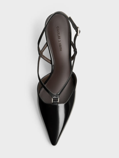 V-Strap Slingback Pumps - Black Box | CHARLES & KEITH