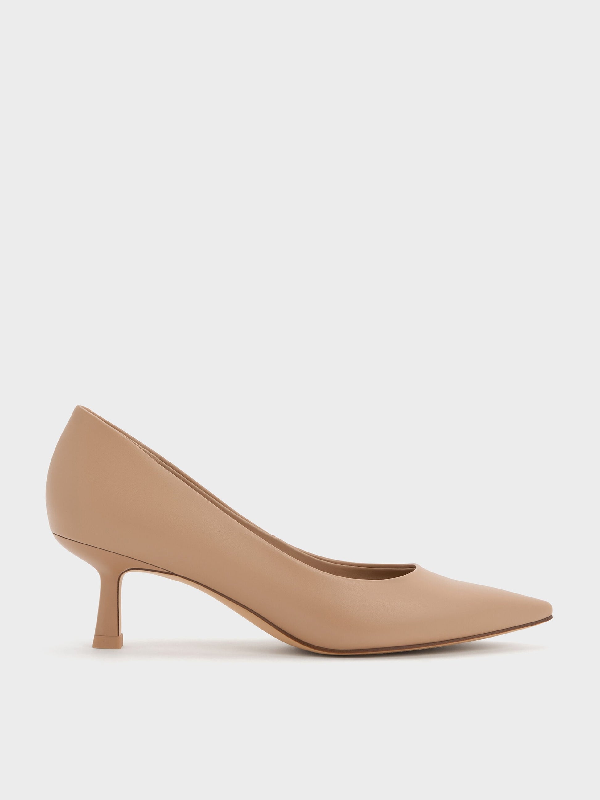 Emmy Pointed Kitten Heel Pumps - Nude | CHARLES & KEITH