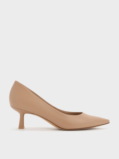 Emmy Pointed Kitten Heel Pumps - Nude | CHARLES & KEITH