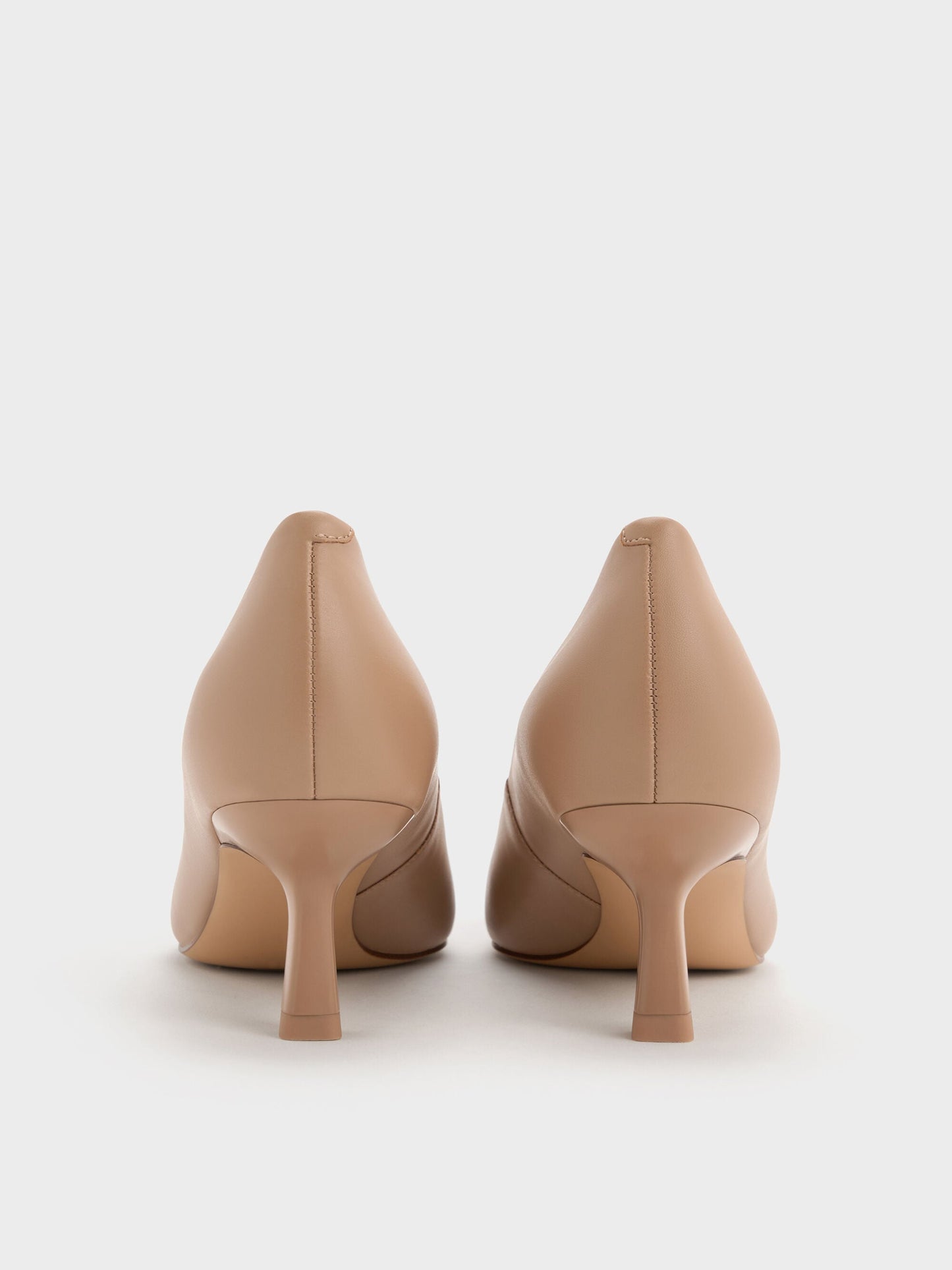 Emmy Pointed Kitten Heel Pumps - Nude | CHARLES & KEITH