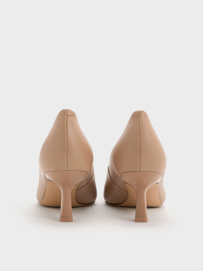 Emmy Pointed Kitten Heel Pumps - Nude | CHARLES & KEITH